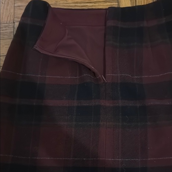Plaid A-Line Skirt in Burgundy - Picture 4 of 4